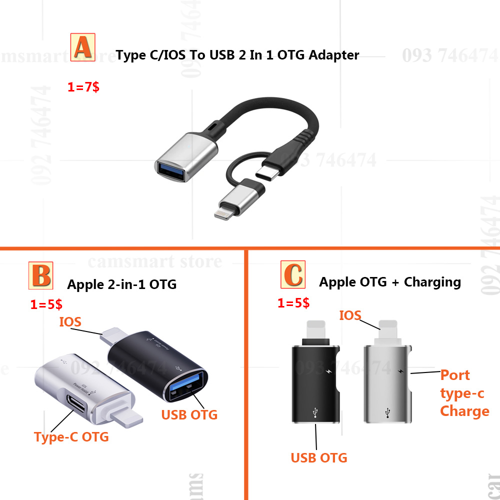 2 in 1 USB Type-C To Lightning OTG Adapter for IPhone Ipad Mouse ...