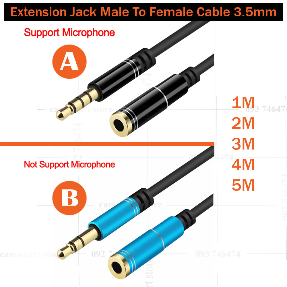 3.5mm Male to Female Stereo Jack Audio Cables Headphone Extension Cord ...